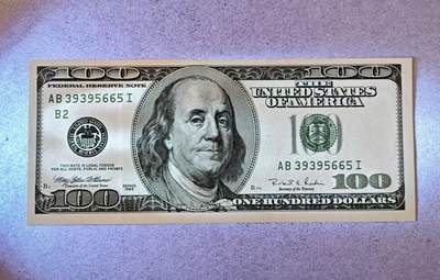 【礼羽收藏】🌏世界钱币拍卖第120期 - 1996年大头100美元，无47靓号，UNC品质。