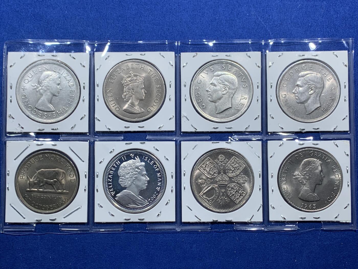 《竞宝斋》第457场 周日，周一，周二   3场连拍 （全场包邮）欢迎送拍 八枚一组 英属各地 1克朗 银币/铜镍币