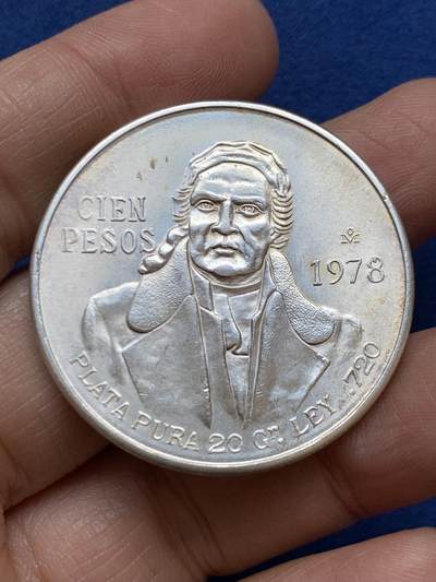 《竞宝斋》第457场 周日，周一，周二   3场连拍 （全场包邮）欢迎送拍 - 墨西哥1978年100比索银币 720银 27.8克