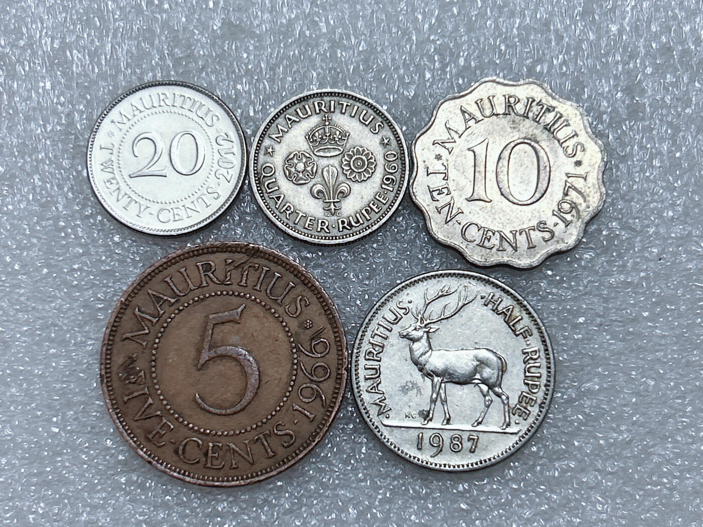 第一海外回流一元起拍收藏 散集专场  第291期 毛里求斯硬币 5枚