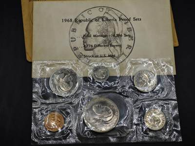 【淘币小摊】实时拍第八百四十七拍   银币套币场   满百包邮可预留二周 每周一统一发货   - 利比里亚1968年精制套币