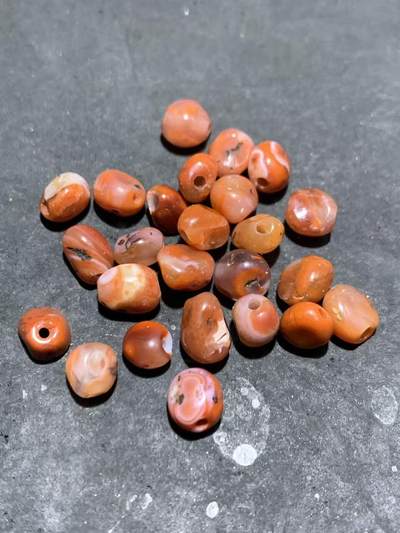 川料南红玛瑙原皮随形散珠一组 - 川料南红玛瑙原皮随形散珠一组