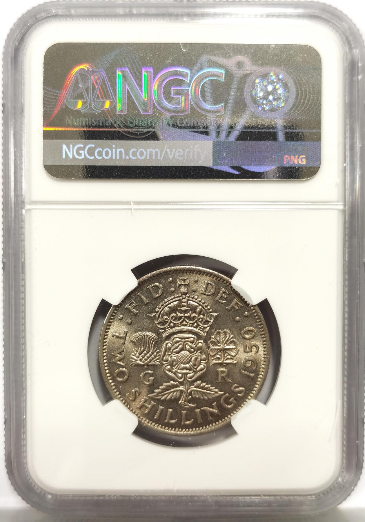 博洋堂世界钱币拍卖第157期（全场包邮） NGC MS64 英国1950年乔治六世2先令1弗洛林
