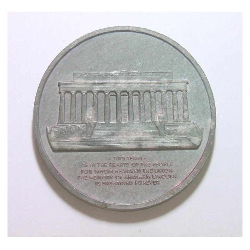 美国1865年 林肯总统+纪念堂高浮雕精制大合金章 50MM