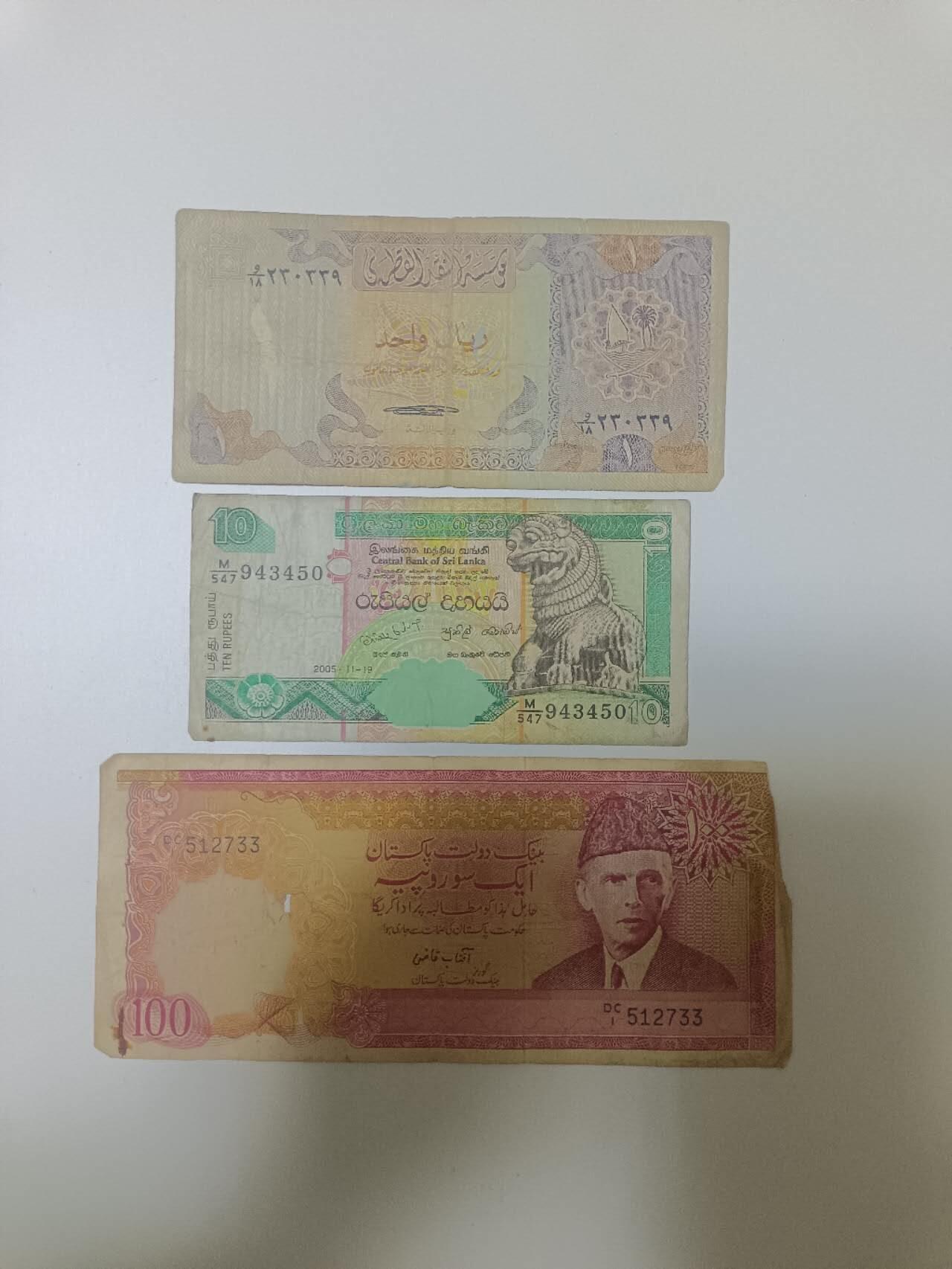 【20260115】非全新纸币和硬币第325场 亚洲国家3张纸币，有缺角和针孔