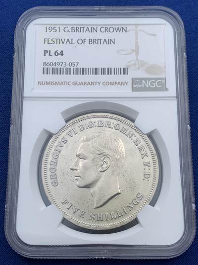 《竞宝斋》第457场 周日，周一，周二   3场连拍 （全场包邮）欢迎送拍 - NGC PL64 英国1951年乔六马剑镍币