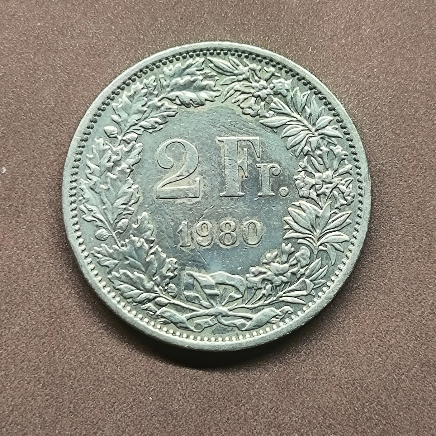 【日月同辉 第2场】世界钱币 银币 1980年瑞士2法郎