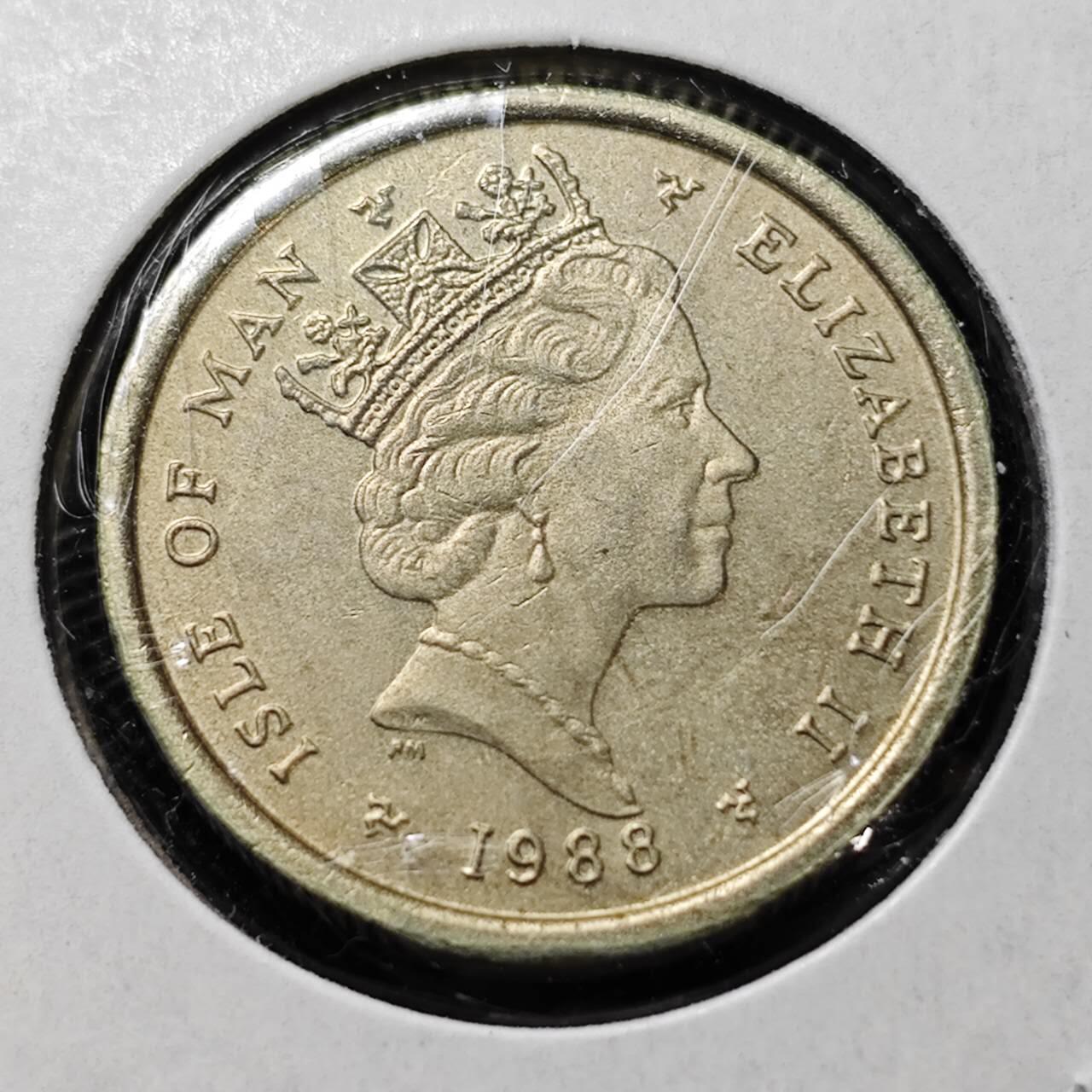KK钱币收藏小铺  第400期  百期特拍（四拍之四）2月预留时间 周末发货  1988马恩岛1镑