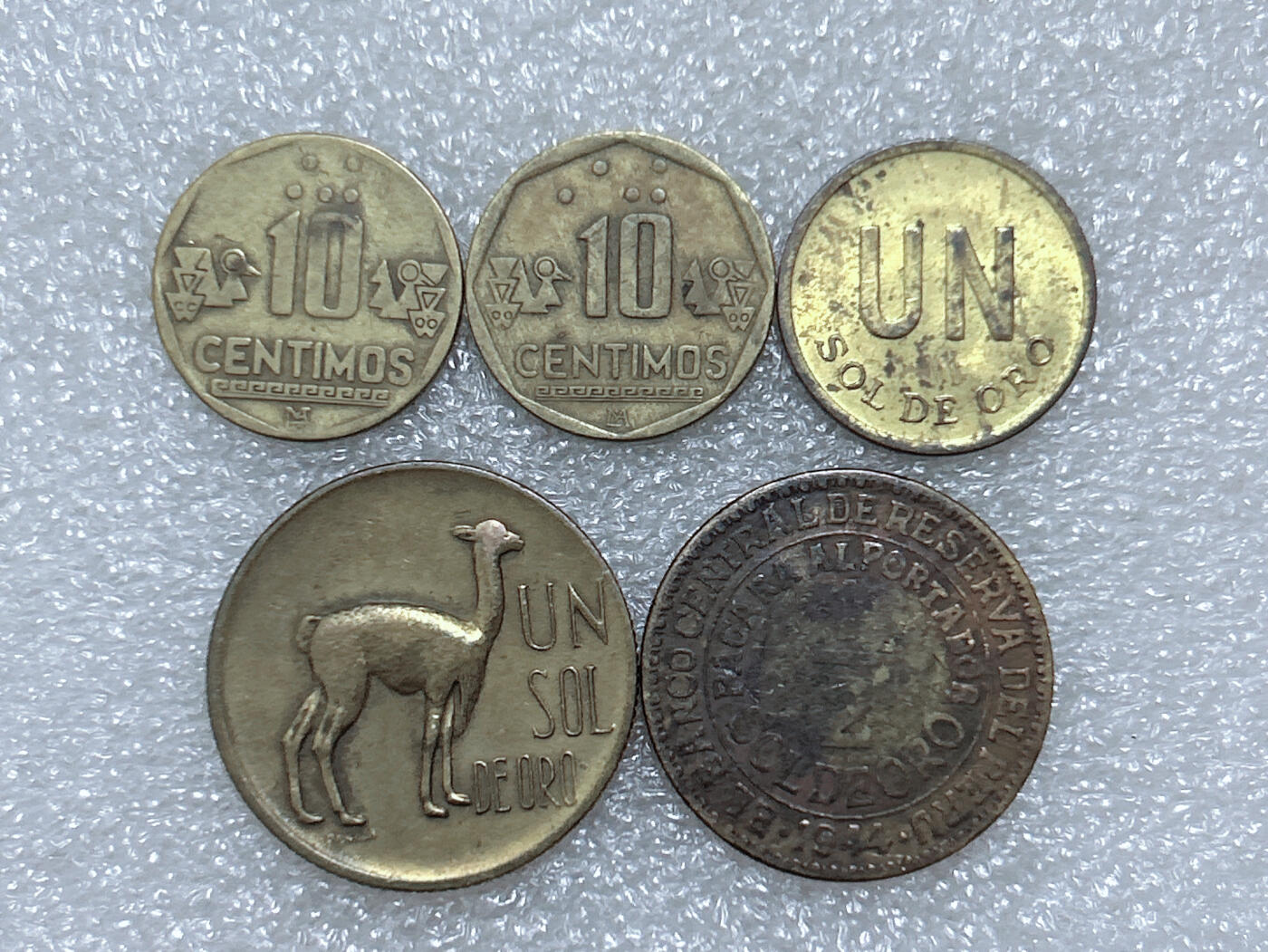 第一海外回流一元起拍收藏 散集专场  第291期 秘鲁黄硬币 5枚