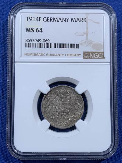 《竞宝斋》第457场 周日，周一，周二   3场连拍 （全场包邮）欢迎送拍 - NGC MS64 德国1914年1马克银币