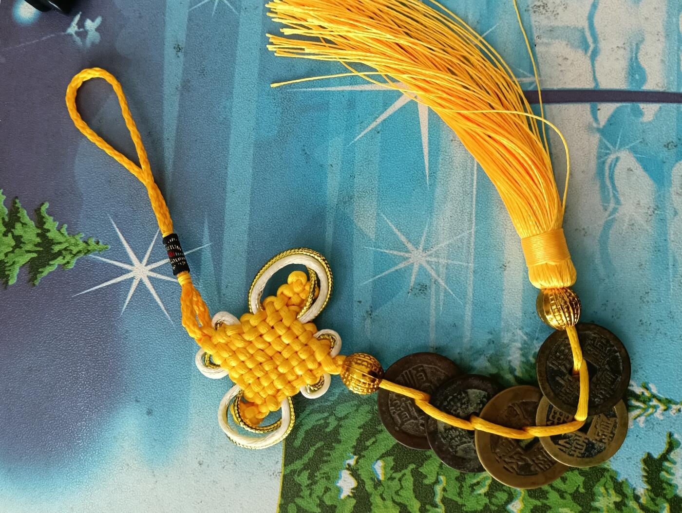 清五帝中国结车载办公居家挂件