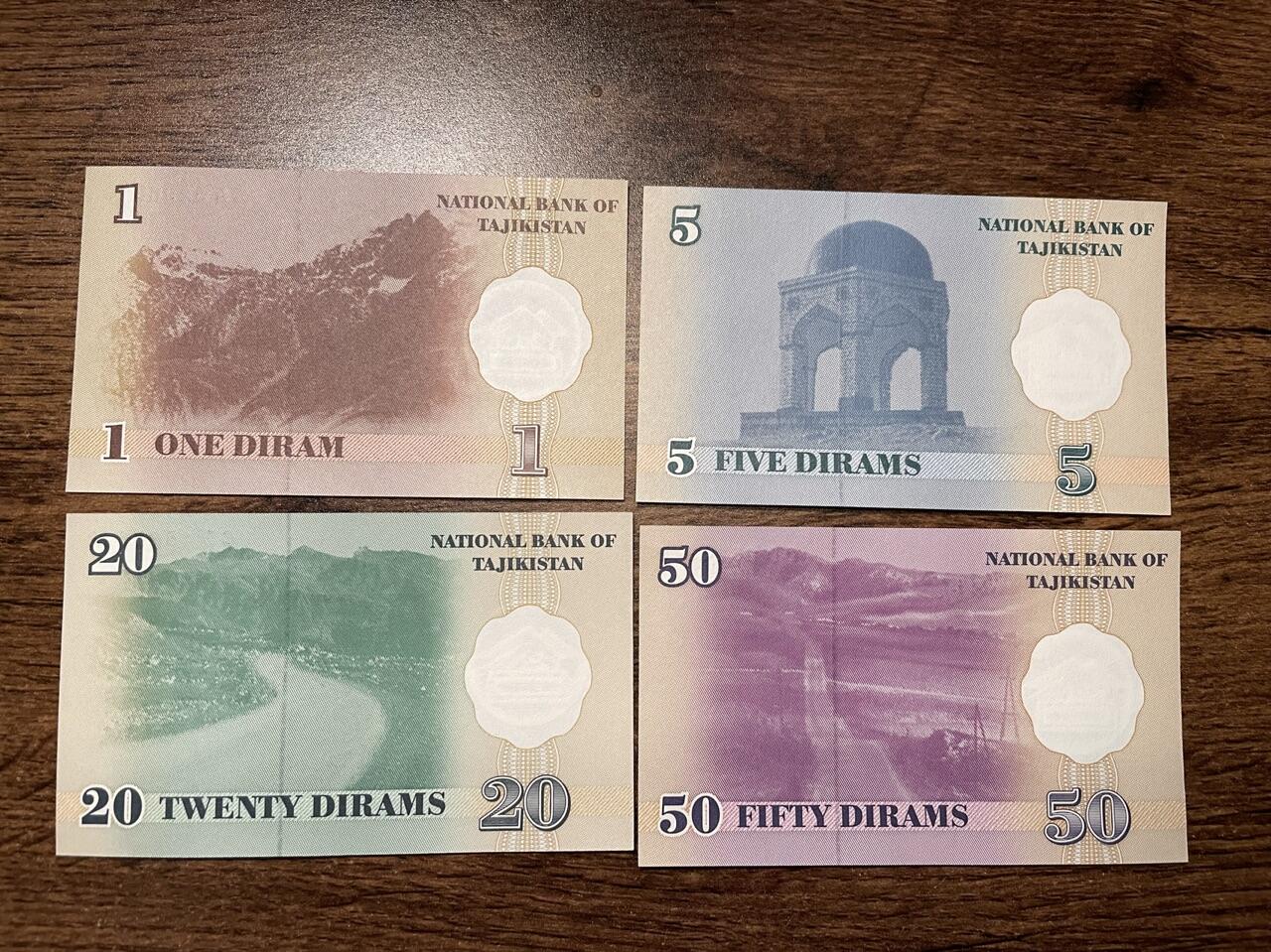 塔吉克斯坦 辅币全套UNC 很美的小东西 三张尾三同号