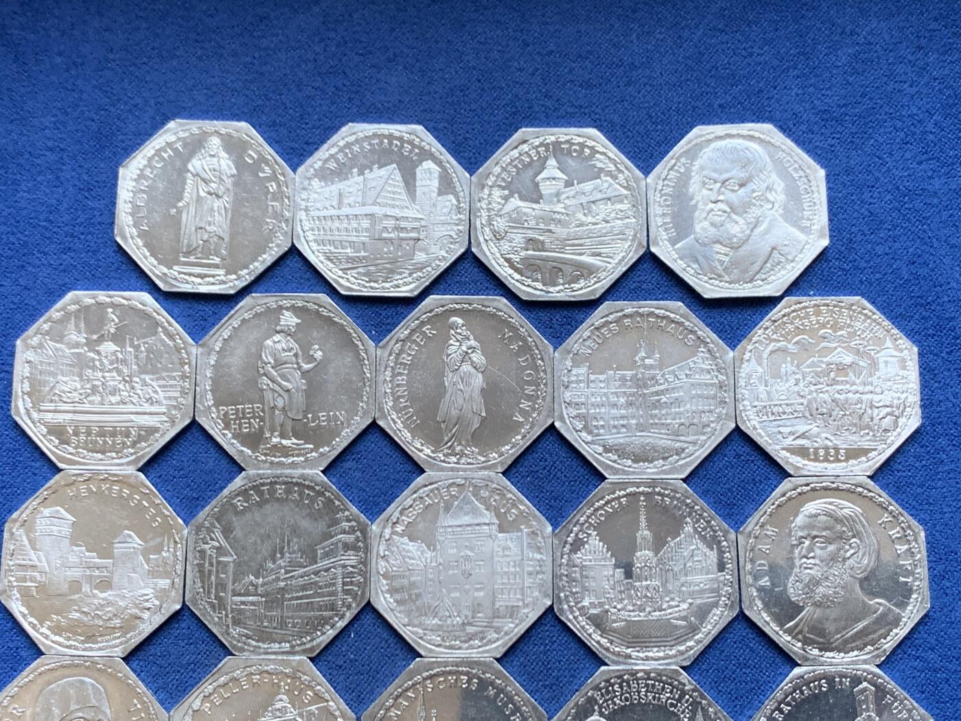 《竞宝斋》第457场 周日，周一，周二   3场连拍 （全场包邮）欢迎送拍 29枚一组 德国1920德紧纽伦堡电车代用币20芬尼八角币