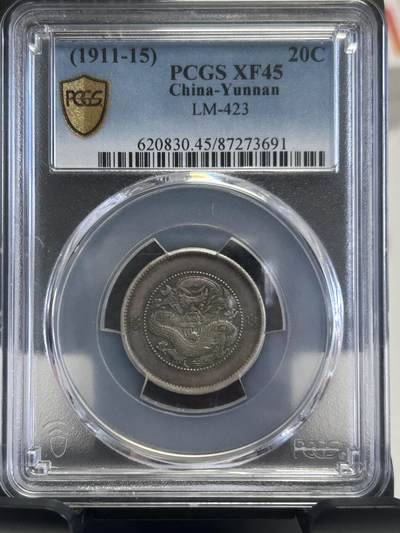 【礼羽收藏】🌏世界钱币拍卖第120期 - 云南小困龙二角pcgs评级XF45