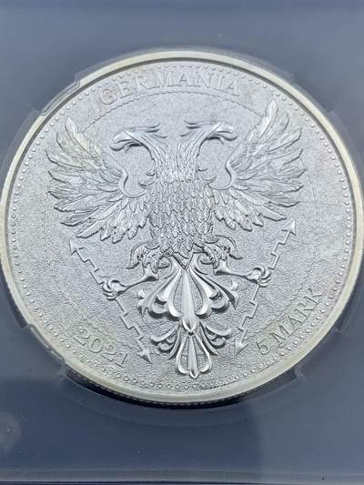 《竞宝斋》第457场 周日，周一，周二   3场连拍 （全场包邮）欢迎送拍 - 2021年德国日耳曼栗子叶银币 9999 1盎司