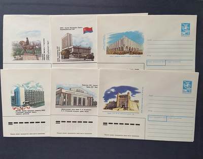 熹将军2026新年小拍1 总56期 - 苏联中亚一些加盟国风景建筑纪念邮资封6枚