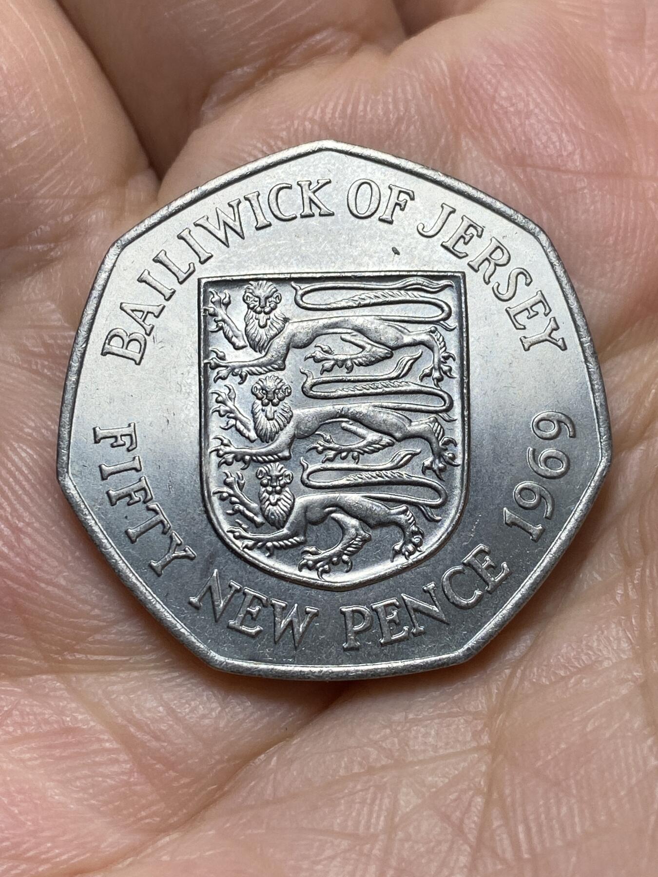 2026年第六场(总第一百七十五场）外国好品散币场(免佣金) 好品–英属泽西岛🇯🇪1969年50新便士(伊丽莎白二世中年花冠，十进制第一版)