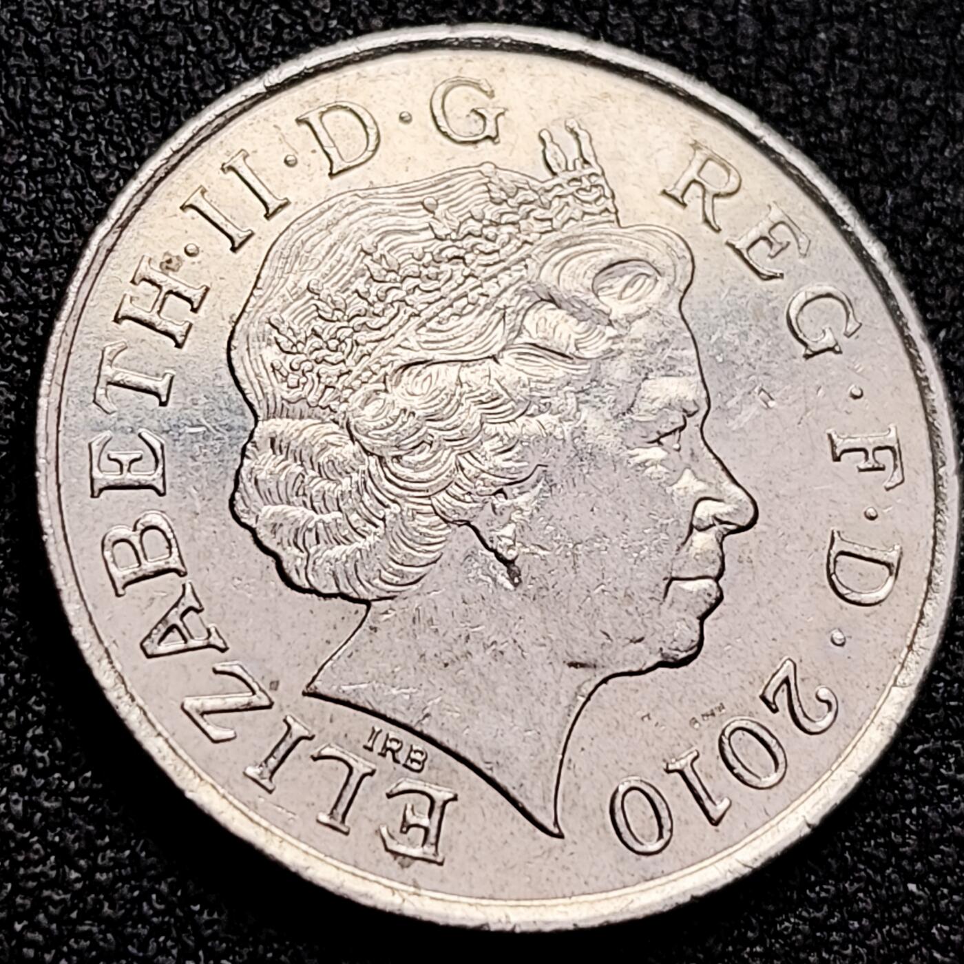 泉币菌-第168场- 精品福利场 双师版 英国10便士镀镍钢硬币-2010年 女王钱币 24.5毫米6.5g