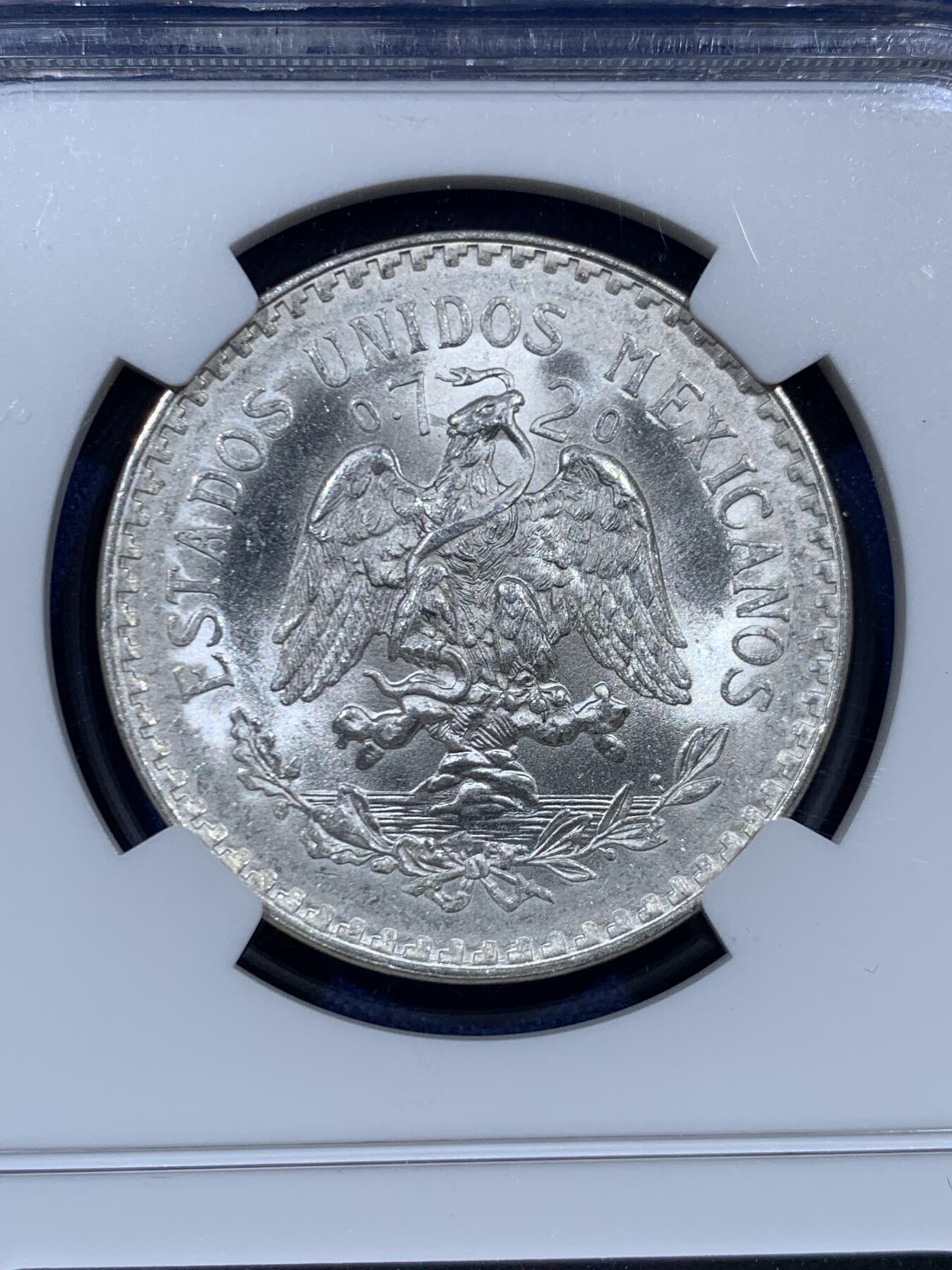 《竞宝斋》第457场 周日，周一，周二   3场连拍 （全场包邮）欢迎送拍 NGC MS67 墨西哥1944年1比索鹰洋银币 超高分一步到位