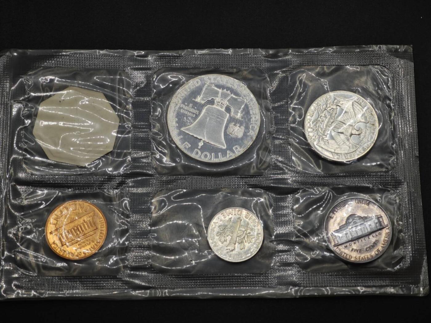 【淘币小摊】实时拍第八百四十七拍   银币套币场   满百包邮可预留二周 每周一统一发货   美国1963年富兰克林精制套币含3枚银币重21.25克900银参考366