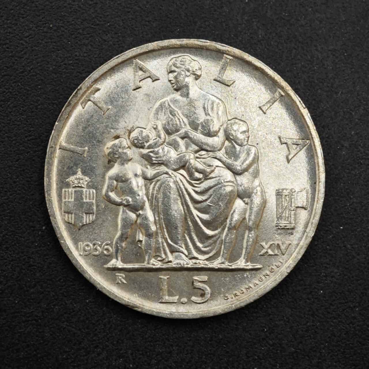 【淘币小摊】实时拍第八百四十七拍   银币套币场   满百包邮可预留二周 每周一统一发货   意大利1936年5里拉银币