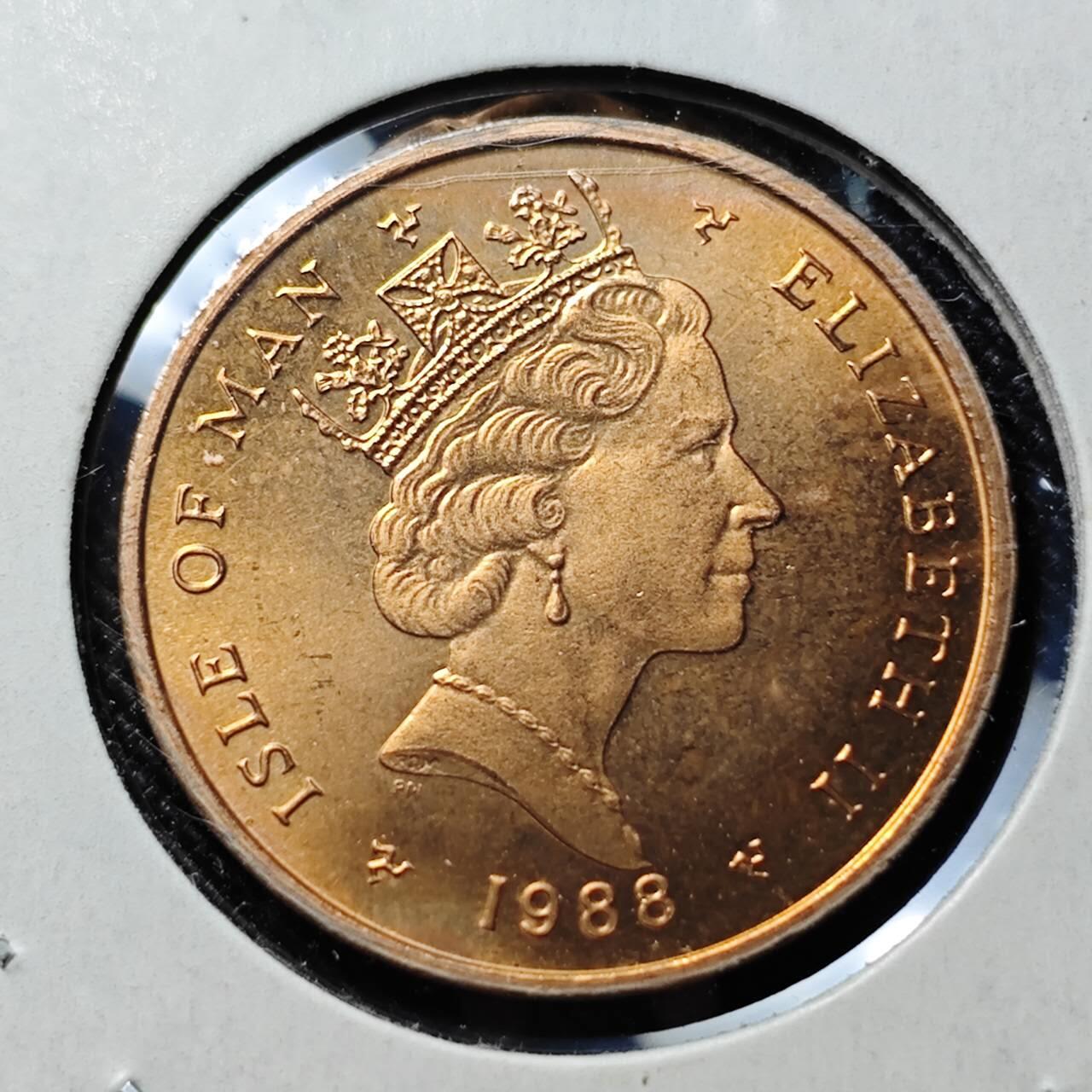 KK钱币收藏小铺  第400期  百期特拍（四拍之四）2月预留时间 周末发货  1988马恩岛2便士