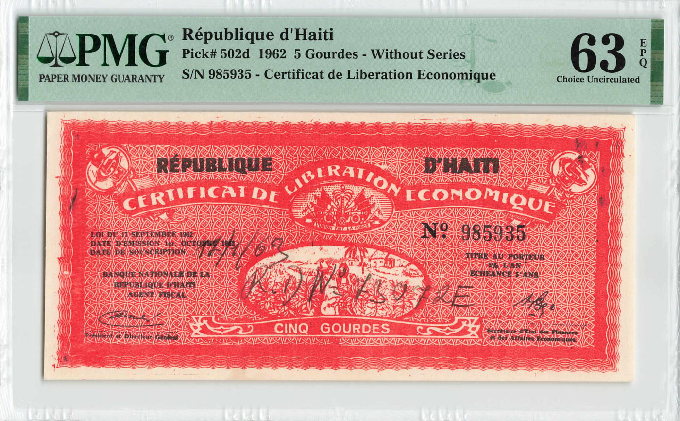 小福收藏拍卖第200期 【庆典场 中拍就有好礼相赠】评级币精选场 本期有捷克斯洛伐克20年100克朗慕夏作品大珍 69分倒置百位号布隆迪世界最大纸币  35年版加拿大经典 苏格兰格拉斯哥大学500年纪念钞倒置小号 卡塔尔80年100里亚尔冠军分 美国教育券 意大利拉斐尔 乌克兰 库克群岛 墨西哥 南斯拉夫 亚美尼亚等多国精美高分珍稀老钞精品纸币 海地 1962年 5古德 很少见 无47 PMG63 EPQ 唯1冠军分！！！