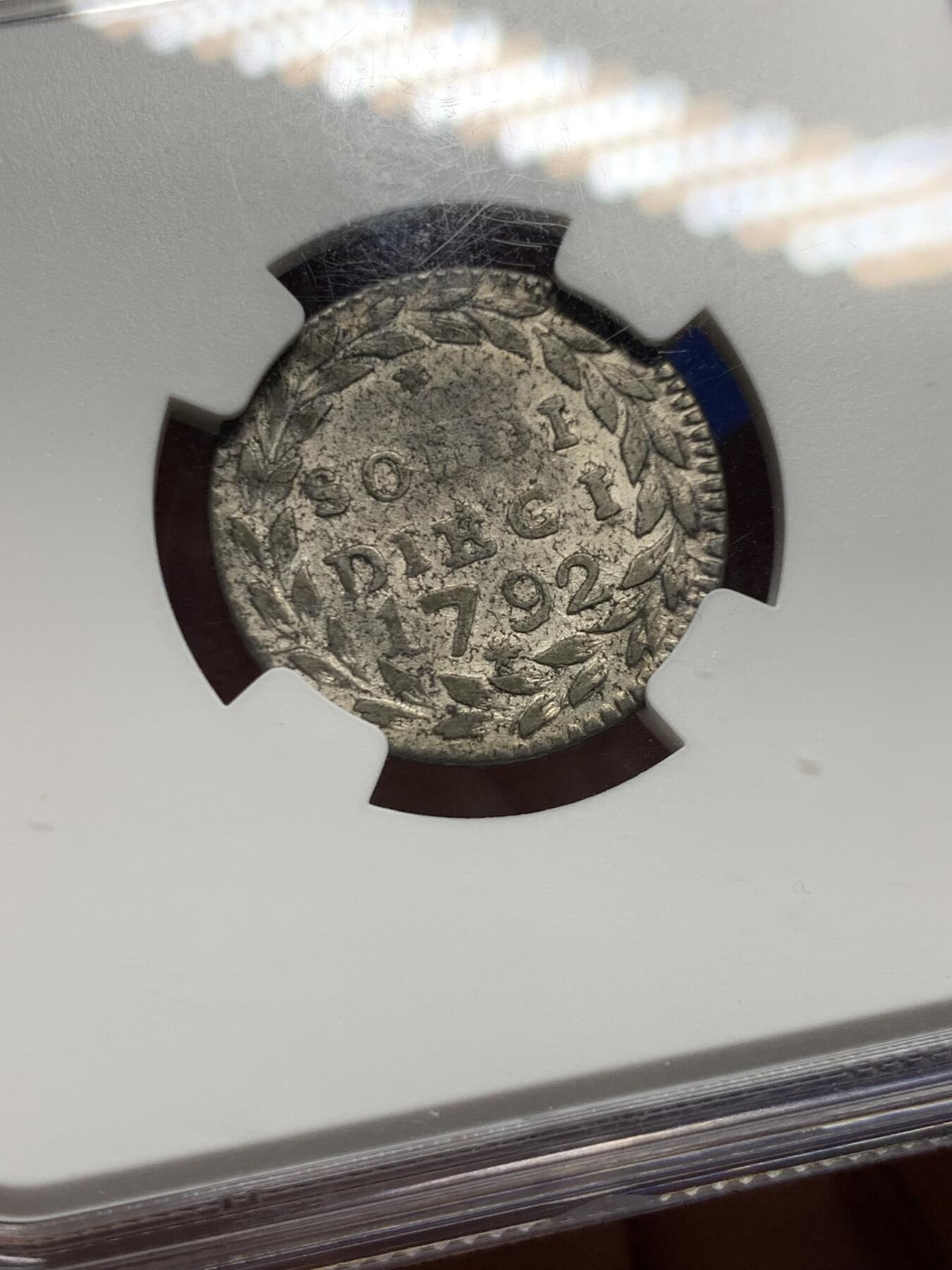 《竞宝斋》第457场 周日，周一，周二   3场连拍 （全场包邮）欢迎送拍 NGC AU53 意大利1792年10SOL银币 不多见的品种