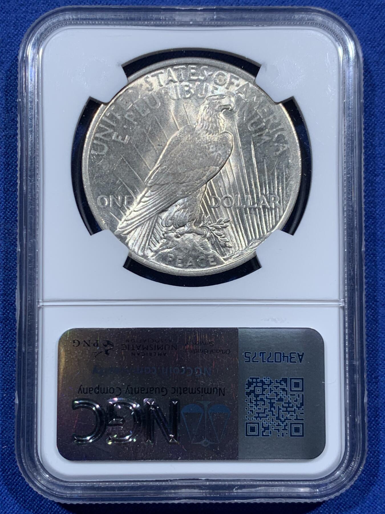 《竞宝斋》第457场 周日，周一，周二   3场连拍 （全场包邮）欢迎送拍 NGC MS63 美国1923年和平银币 旧金山造币厂铸造和平银元 见证一战后美国和平时代 百年老银圆收藏首选 投资好时机