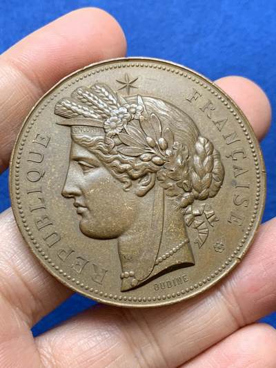 《竞宝斋》第457场 周日，周一，周二   3场连拍 （全场包邮）欢迎送拍 - 谷物女神铜章 是法国战争部颁发的体操纪念章 57.7克 50.5mm 丰饶角铜标