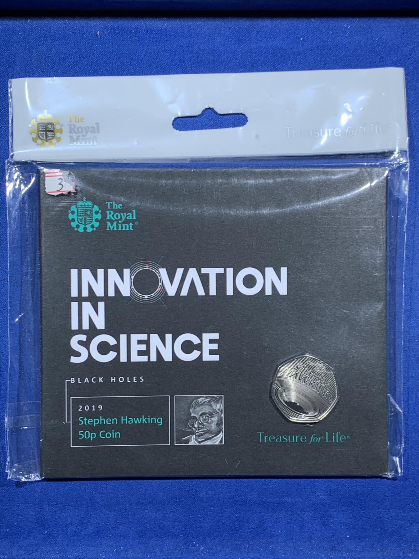 《竞宝斋》第457场 周日，周一，周二   3场连拍 （全场包邮）欢迎送拍 英国2019年霍金黑洞纪念币，全新带证书说明书。