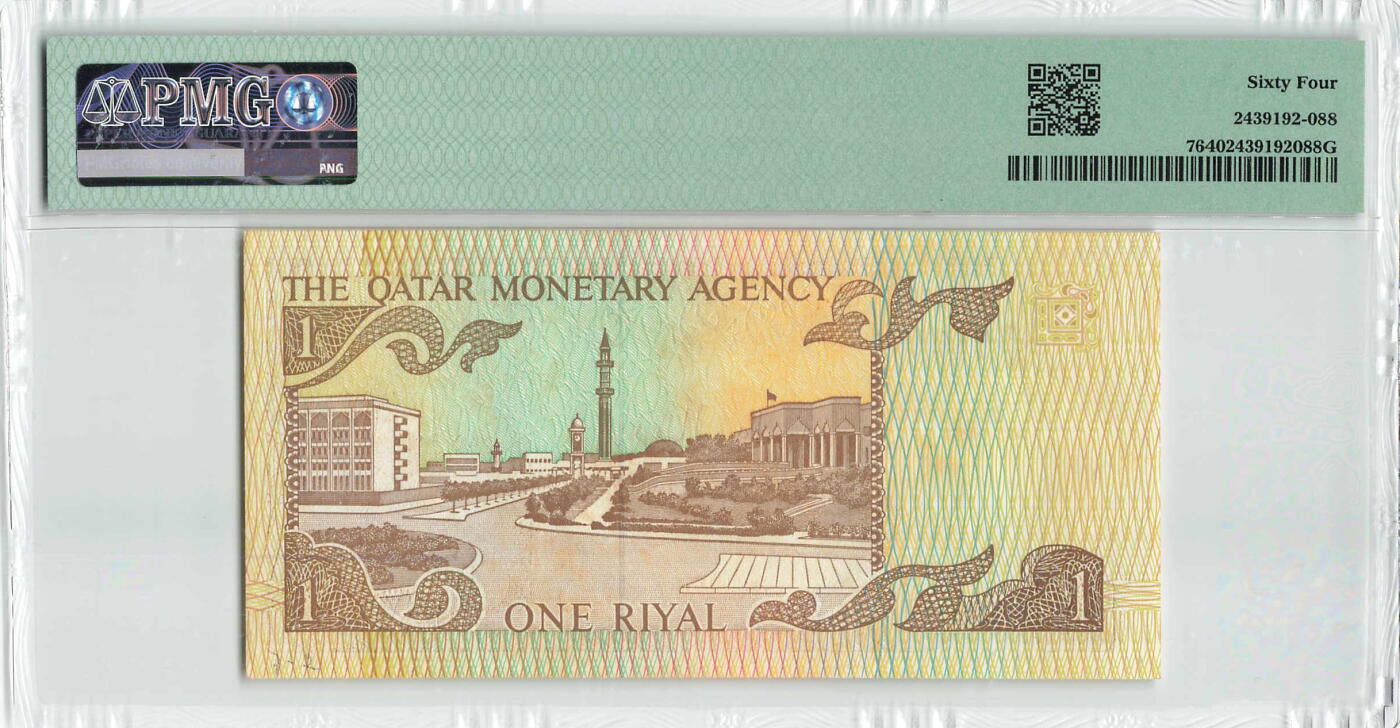 小福收藏拍卖第198期 评级币精选场  本期有菲律宾百位靓号100000比索超大纪念钞 苏里南25000盾花鸟版最高值 柬埔寨珍品56年50瑞尔 南越未发行版最高值打飞机  巴哈马彩背 老挝中国代印57年样钞 匈牙利 斯洛伐克 法罗群岛等多国精美高分珍稀老钞精品纸币 卡塔尔 1980年代 1里亚尔 稀有 PMG64