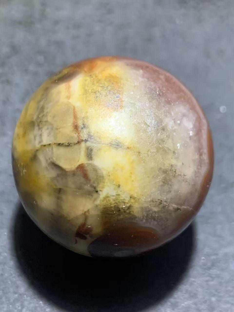 罕见冰飘原皮天眼纹战国红玛瑙通货大圆珠一个，