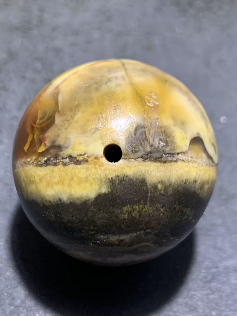 罕见冰飘原皮天眼纹战国红玛瑙通货大圆珠一个，