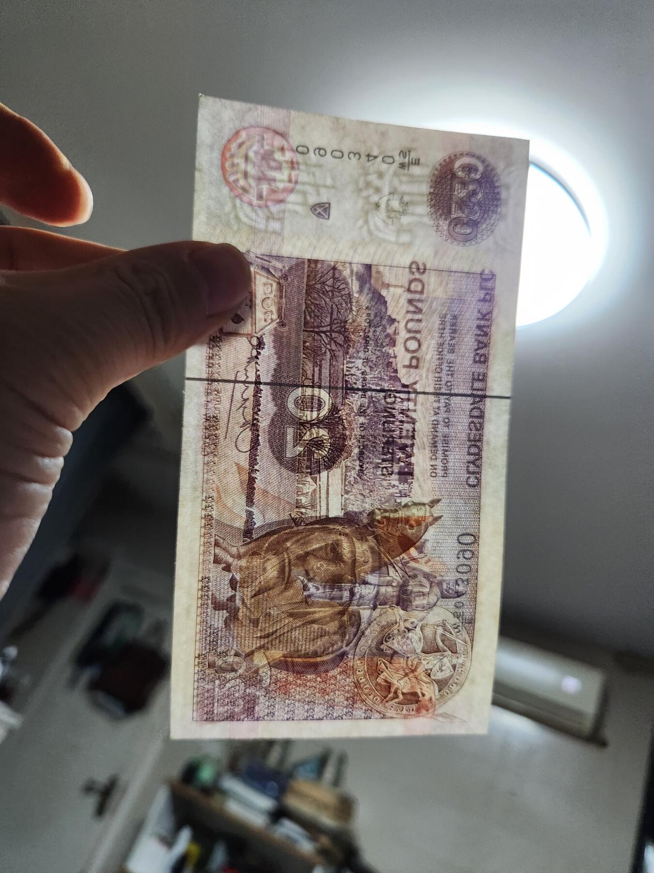 1月13号晚上8点 外国纸币自动截拍第8场 苏格兰1994年20镑 极美品