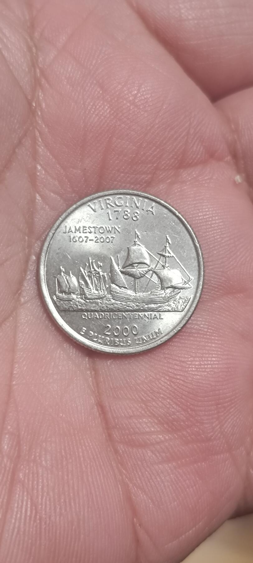 万国钱币第三场 近全新原光美国25美分州纪念币，弗吉尼亚州
