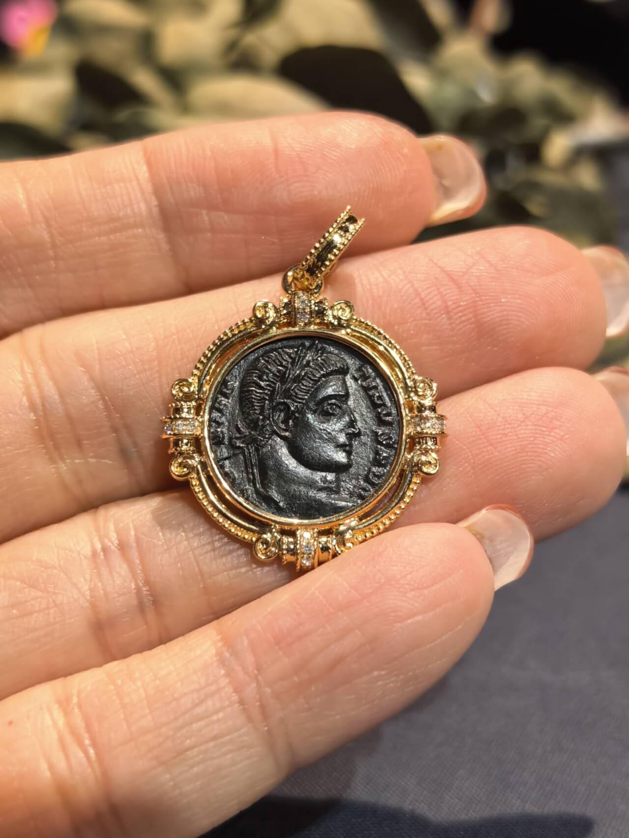 古罗马皇帝君士坦丁大帝古币吊坠