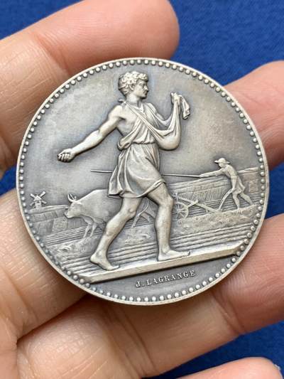 《竞宝斋》第457场 周日，周一，周二   3场连拍 （全场包邮）欢迎送拍 - 法国 19-20世纪 农业部播种者银章 36.9g 40.7mm 丰饶角2银标
