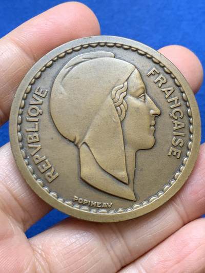 《竞宝斋》第457场 周日，周一，周二   3场连拍 （全场包邮）欢迎送拍 - 法国玛丽安娜女神铜章 POPIHEAV作品 58.6克 49.7mm 丰饶角铜标