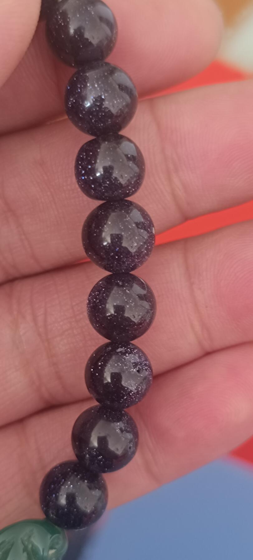 万国钱币第三场 全新蓝色金沙石手串（珠子直径一厘米）