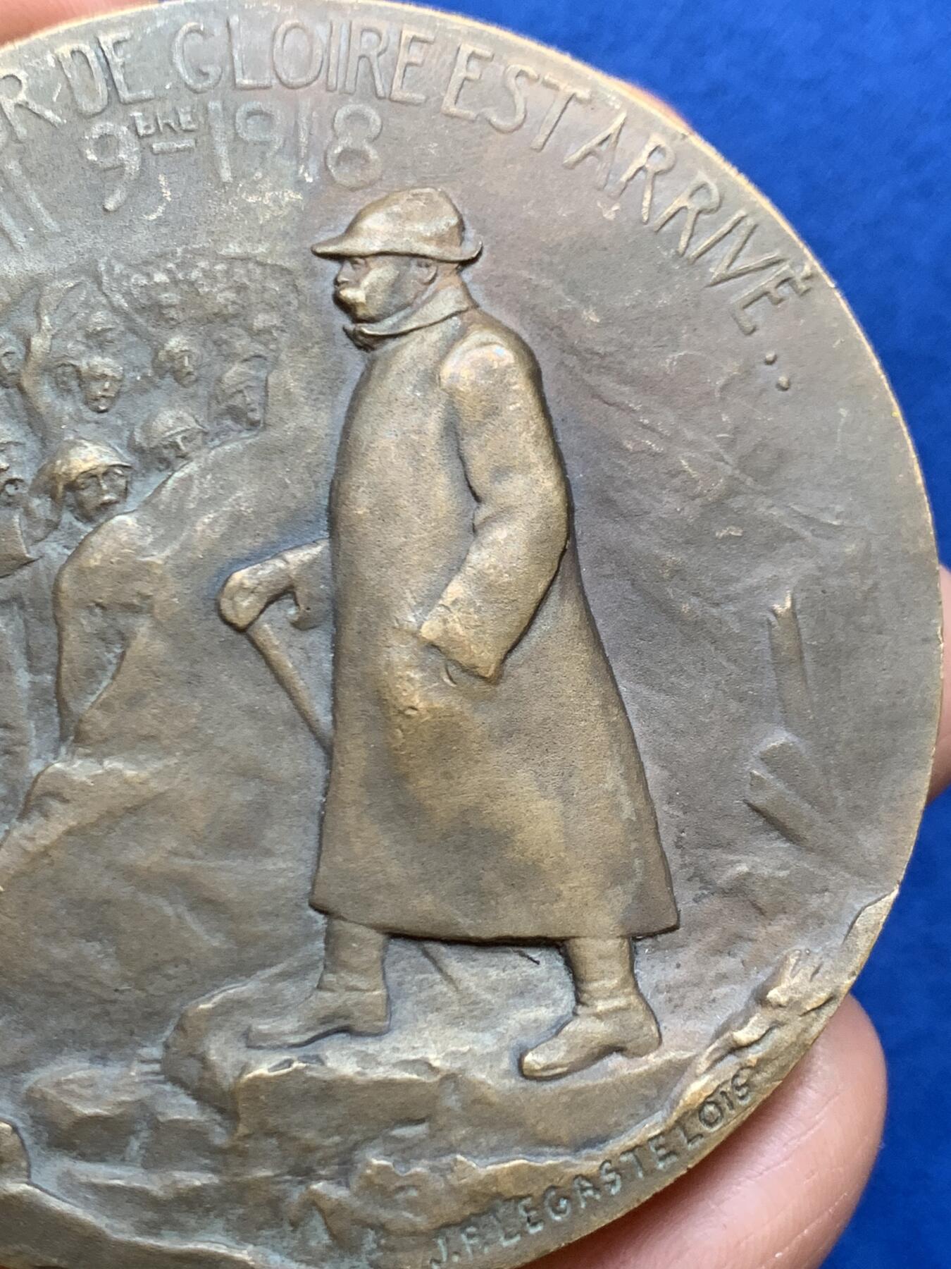 《竞宝斋》第457场 周日，周一，周二   3场连拍 （全场包邮）欢迎送拍 法国政治家乔治·克列孟梭纪念大铜章 170.5克 67.2mm 丰饶角铜标