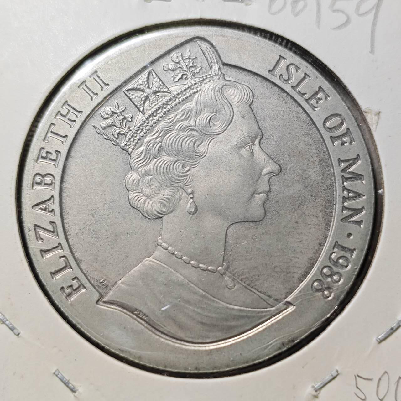 KK钱币收藏小铺  第400期  百期特拍（四拍之四）2月预留时间 周末发货  1988马恩岛1克朗纪念币 蒸汽轮船