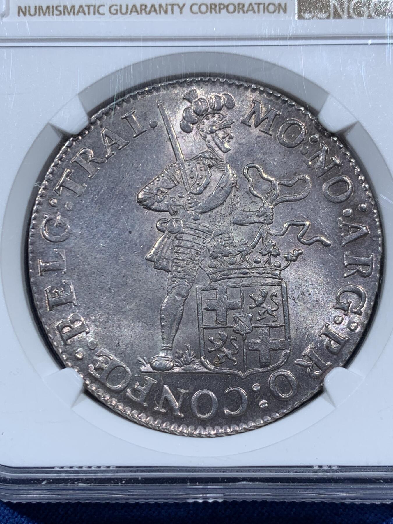 《竞宝斋》第457场 周日，周一，周二   3场连拍 （全场包邮）欢迎送拍 NGC MS64 荷兰 1808年 乌特勒支 1杜卡特 武士银币 打制细腻 值得入藏 2023年17000成交