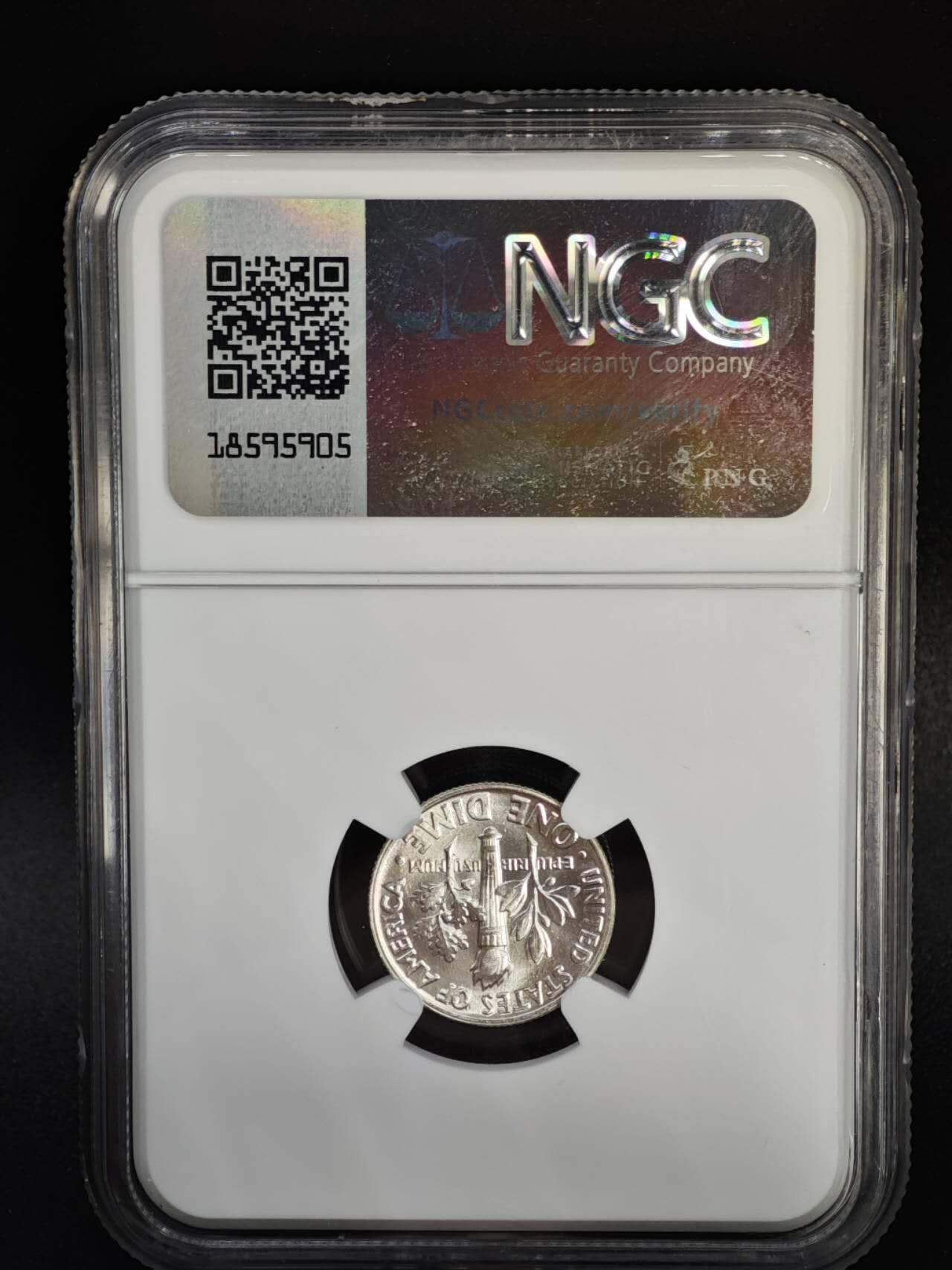 【淘币小摊】实时拍第八百四十七拍   银币套币场   满百包邮可预留二周 每周一统一发货   美国1963年罗斯福10分银币NGC MS66