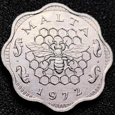 泉币菌-第168场- 精品福利场 - 原光极美 小蜜蜂蜂窝 马耳他1972年3米尔铝币 扇形币 23.25MM 