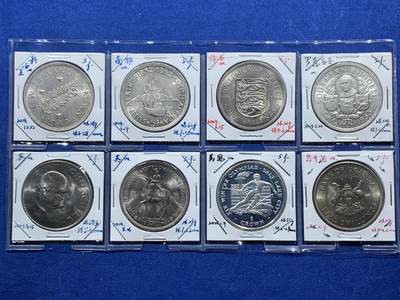 《竞宝斋》第457场 周日，周一，周二   3场连拍 （全场包邮）欢迎送拍 - 八枚一组 英属各地 1克朗 银币/铜镍币