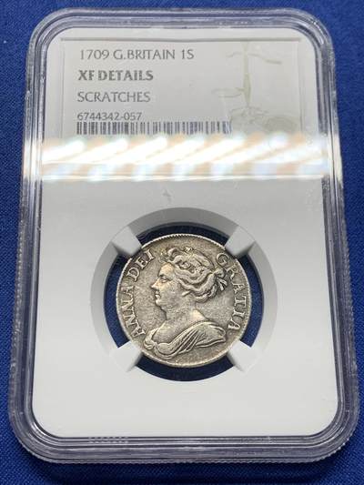 《竞宝斋》第457场 周日，周一，周二   3场连拍 （全场包邮）欢迎送拍 - NGC XFD 英国1709安妮女王1先令银币