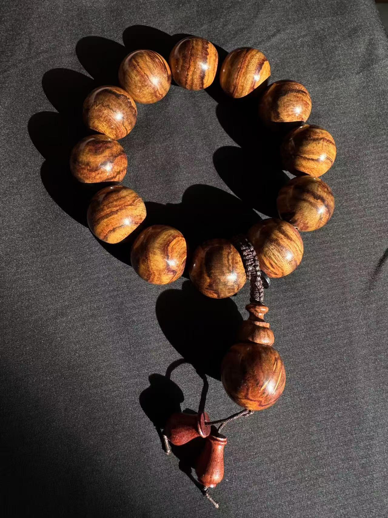 零元拍：海南黄花梨 2.0虎皮纹 手串