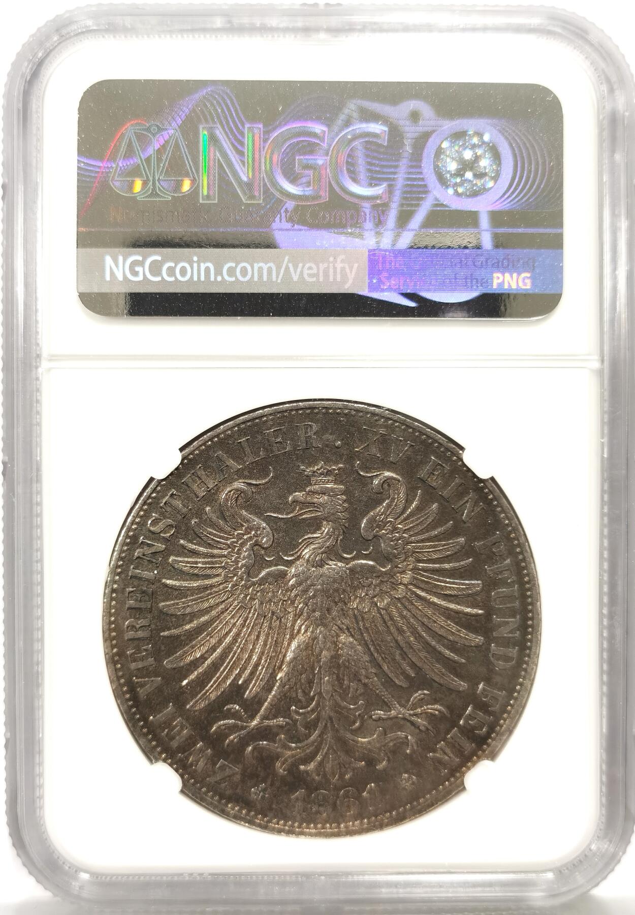 博洋堂世界钱币拍卖第157期（全场包邮） NGC MS61 德国法兰克福1861年少女2泰勒大银币