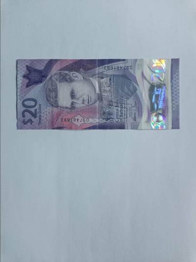 【20260116】非全新纸币和硬币第326场 - 巴巴多斯20元塑料钞，汇率价约为75元，少见